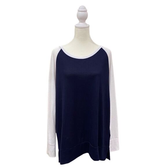 Gap Navy & White Raglan Pullover Crewneck Lightweight Sweater Size Medium - Picture 1 of 11